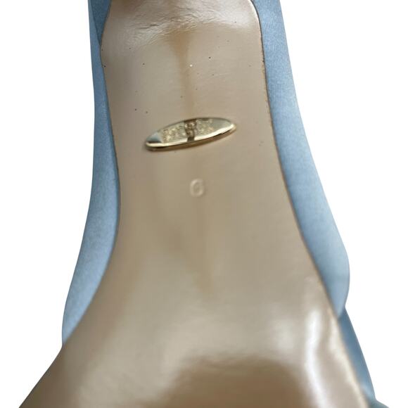 Badgley Mischka Satin Flower Mesh Beaded Embellished d'Orsay Pumps Light Blue 6 - Picture 8 of 9